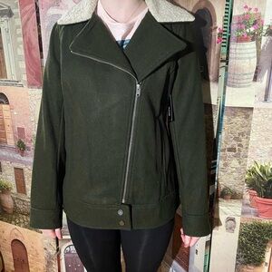 Ladies Wool Jacket Blend Army Green Small